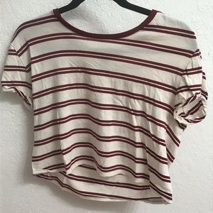 Maroon and white striped crop top